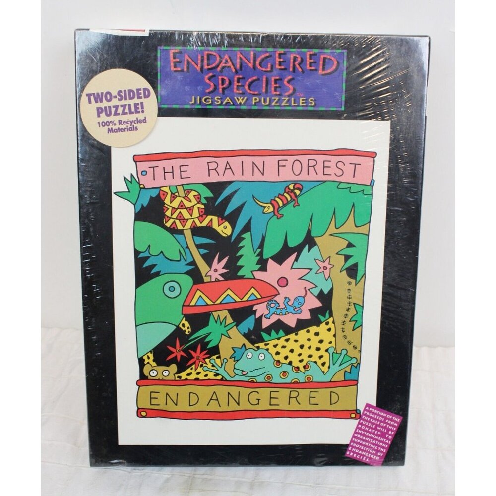 1991 Endangered Species 2 Sided Jigsaw Puzzle 500 Pc Rainforest 70 New Tropical